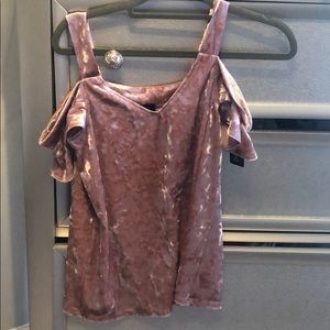 Pink Velvet Cold Shoulder Top